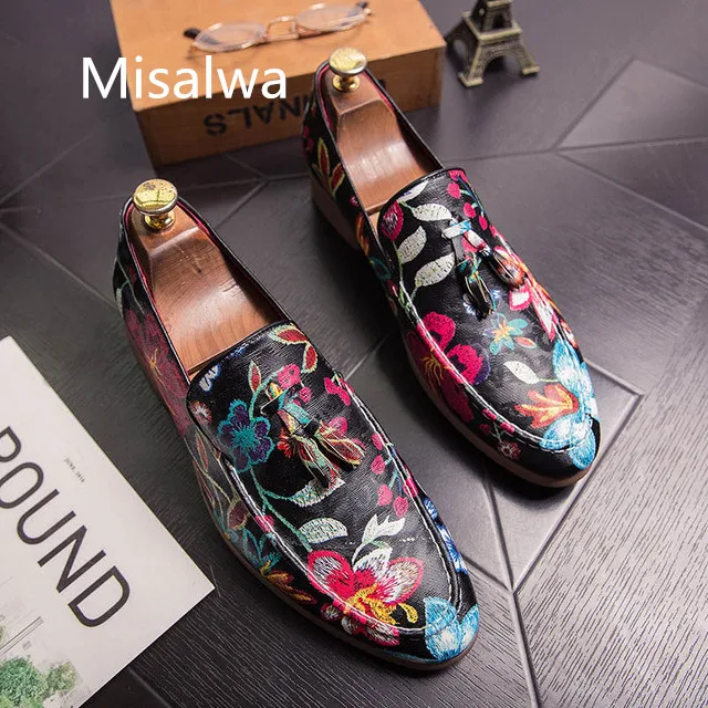 Туфли Misalwa мужские с гладкой кисточкой мокасины из кожи на платформе заостренный