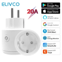 20a tuya smart plug smart home eu wifi socket with power monitor smart life app works with google assistant alexa voice control