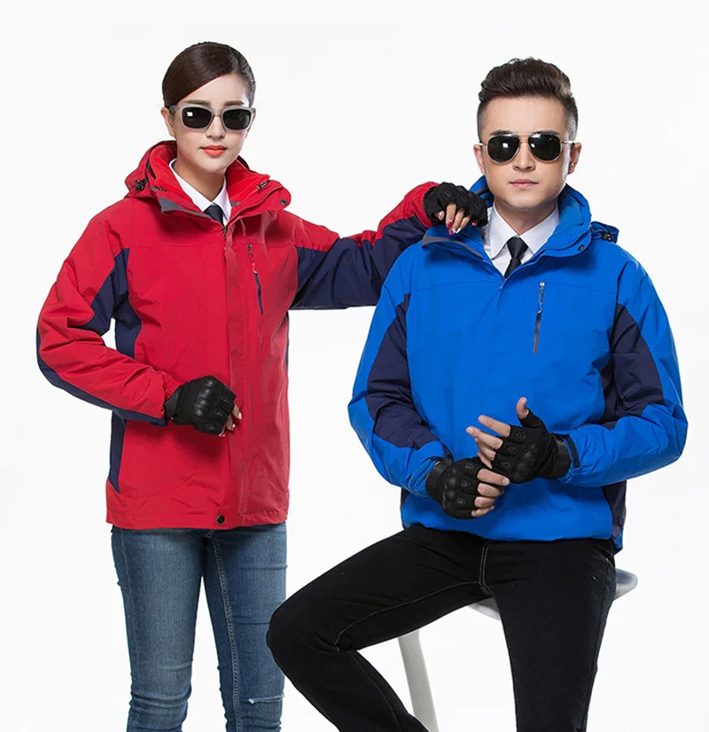 Mens And Womens Hiking Jacket Windproof Detachable Warm Fleece Coat Outdoor Sport Couples Mountain Trekking Camping | Спорт и