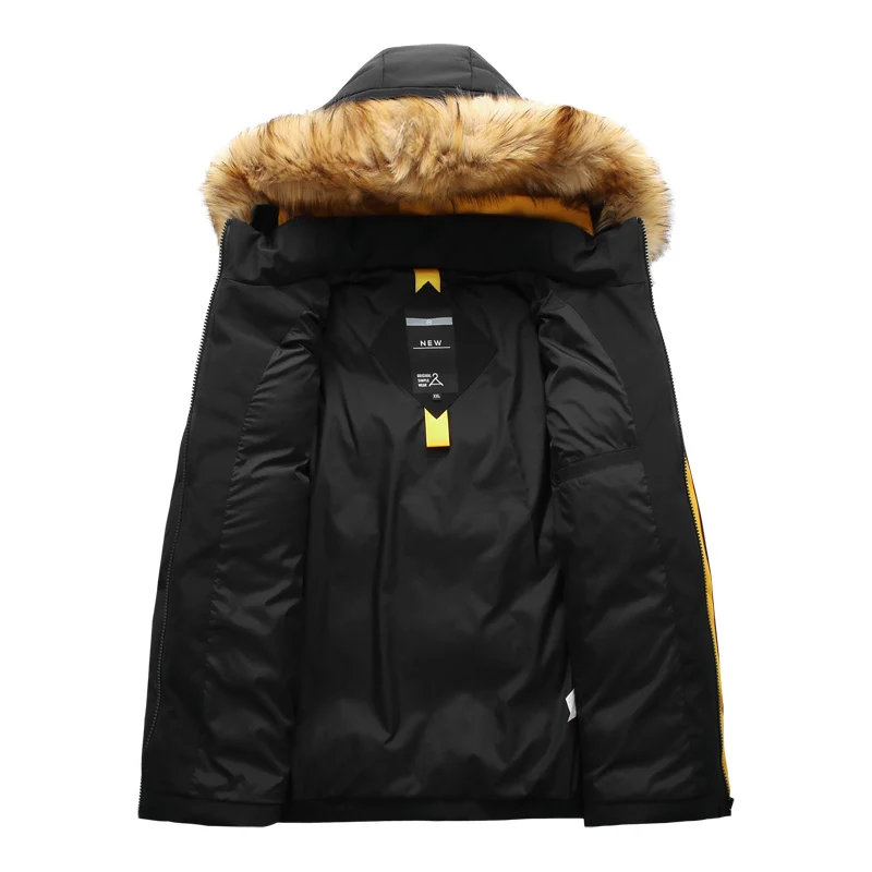 Парка мужская с меховым воротником теплая Толстая парка капюшоном размера плюс