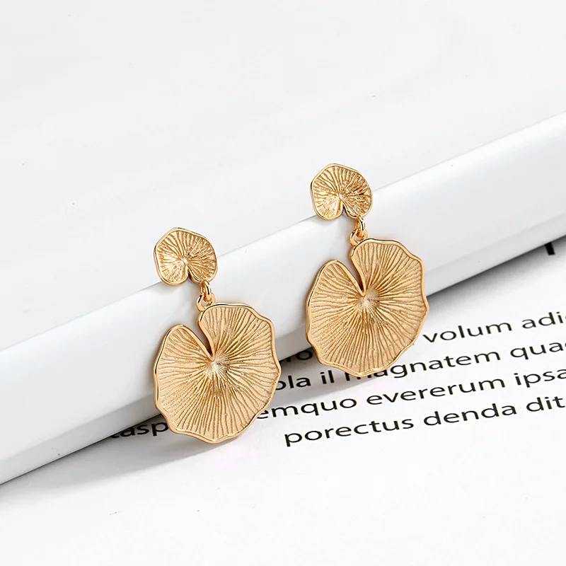 Silvology Ganoderma серьги-гвоздики из стерлингового серебра 925 пробы, золотые грибы, креативные длинные серьги для женщин, модные ювелирные изделия, подарок - Цвет камня: Gold