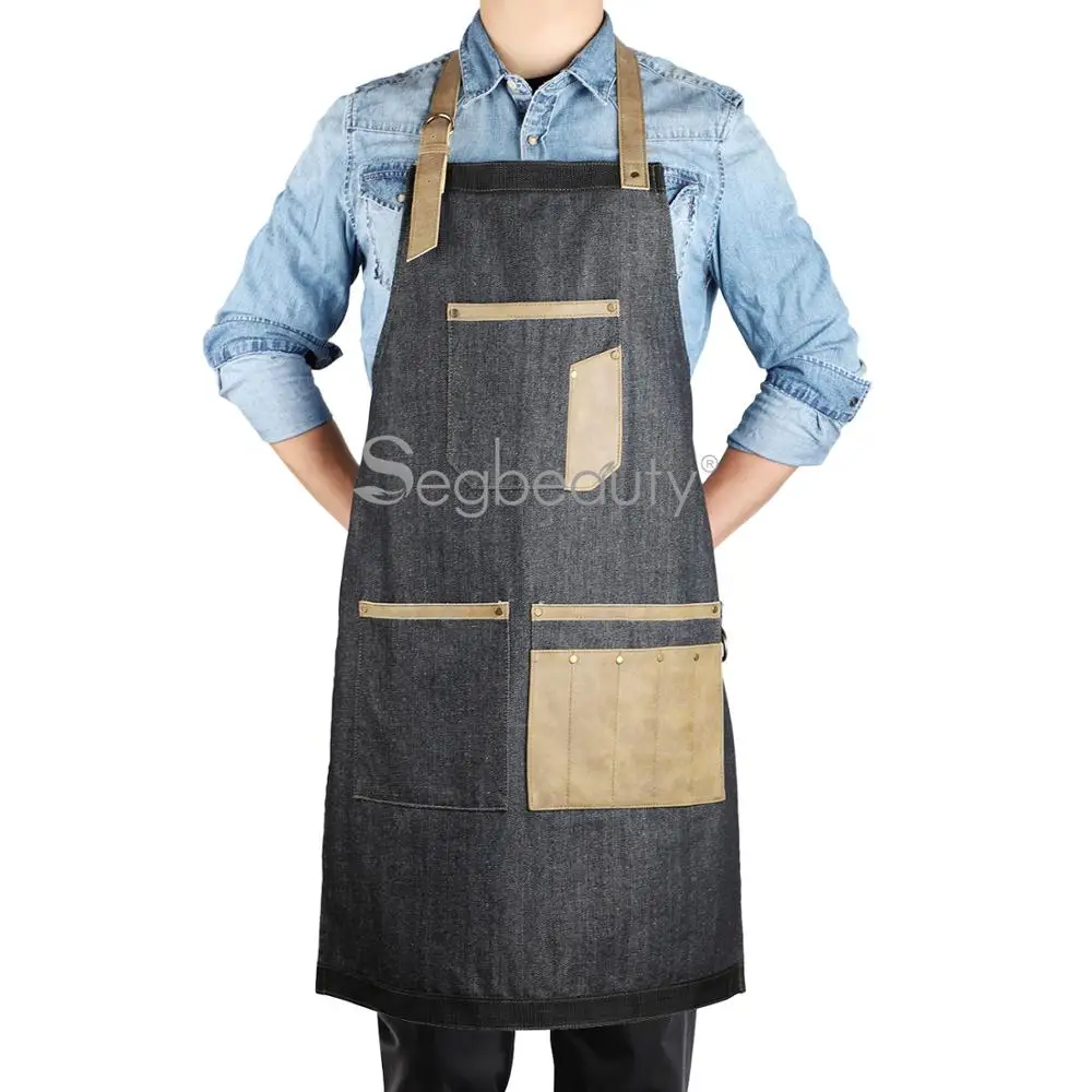 Segbeauty джинсовый кухонный фартук для салонов регулируемый хлопковый ремень с