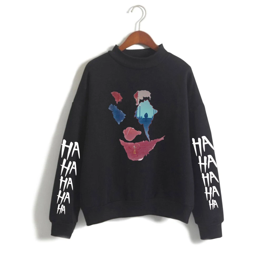 

Newest Smiley Joker Custom Printed Turtleneck Sweatshirt Women/Men Long Sleeve Sweatshirt Harajuku Casual Streetwear Clothes