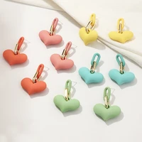 2021 new trendy candy color resin plastic chain heart dangle earrings for women student teen girls sweet fashion jewelry gifts