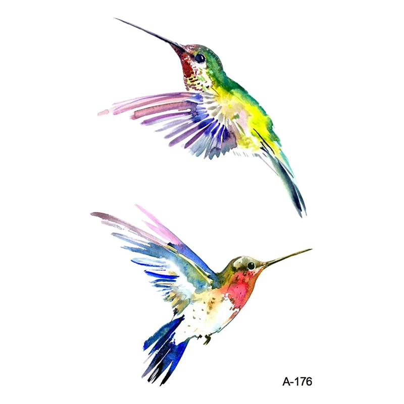 Временные татуировки Wyuen Bird для взрослых, водостойкие тату-наклейки, боди-арт, красивые 3D бабочки, поддельные татуировки для женщин, A-078 - Цвет: 176