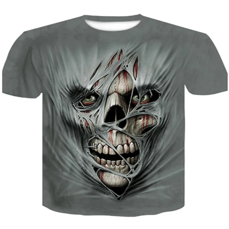 

2021 Skull Print T-shirt Men's Skull 3D Printed T-shirt Hip Hop Clothing Cool Death Skull Streetwear Summer Casual T-shirt