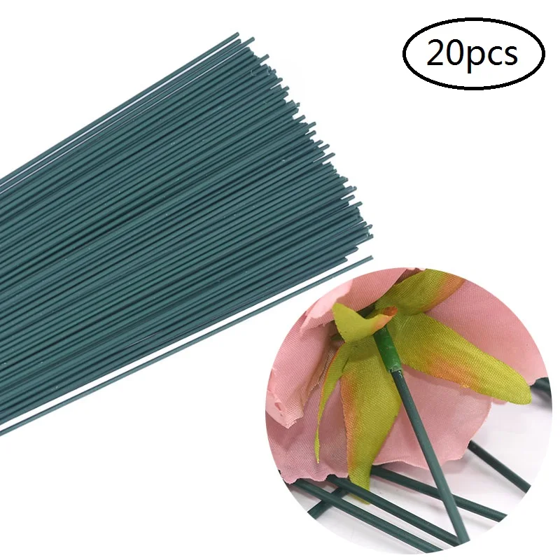

20pcs 15/25/40cm Paper Wire 2mm Flower Stem Iron Wire DIY Artificial Flowers Accessories Handmade Bouquet Crafts Branches Twigs