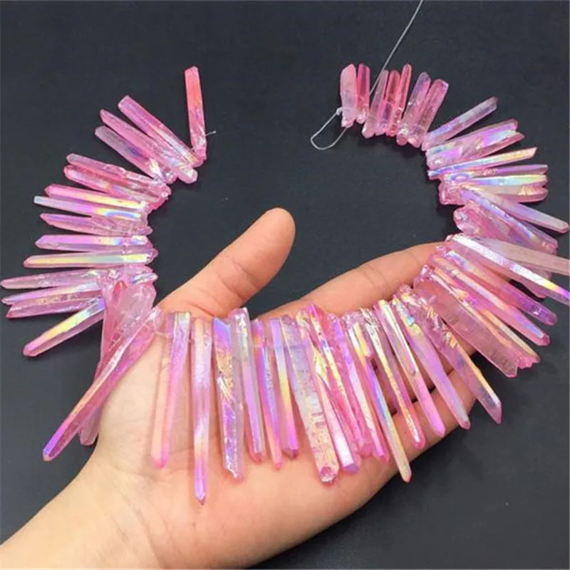 

Mini Natural Crown Quartz Natural Crystal Quartz Point Bead Strand Top Horizontal Drilled Aqua Healing Crystal Points Polished