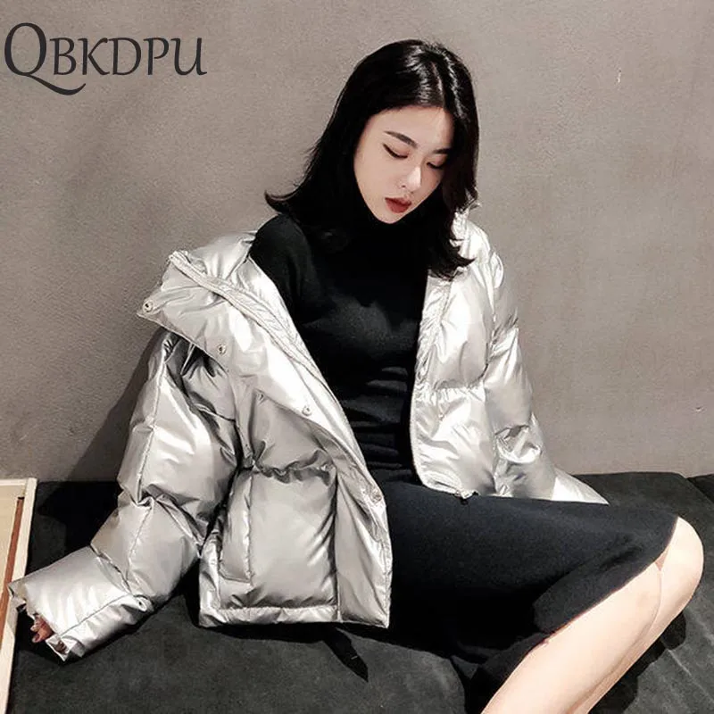 Большие размеры свободная зимняя куртка с капюшоном Женская Стеганая теплая