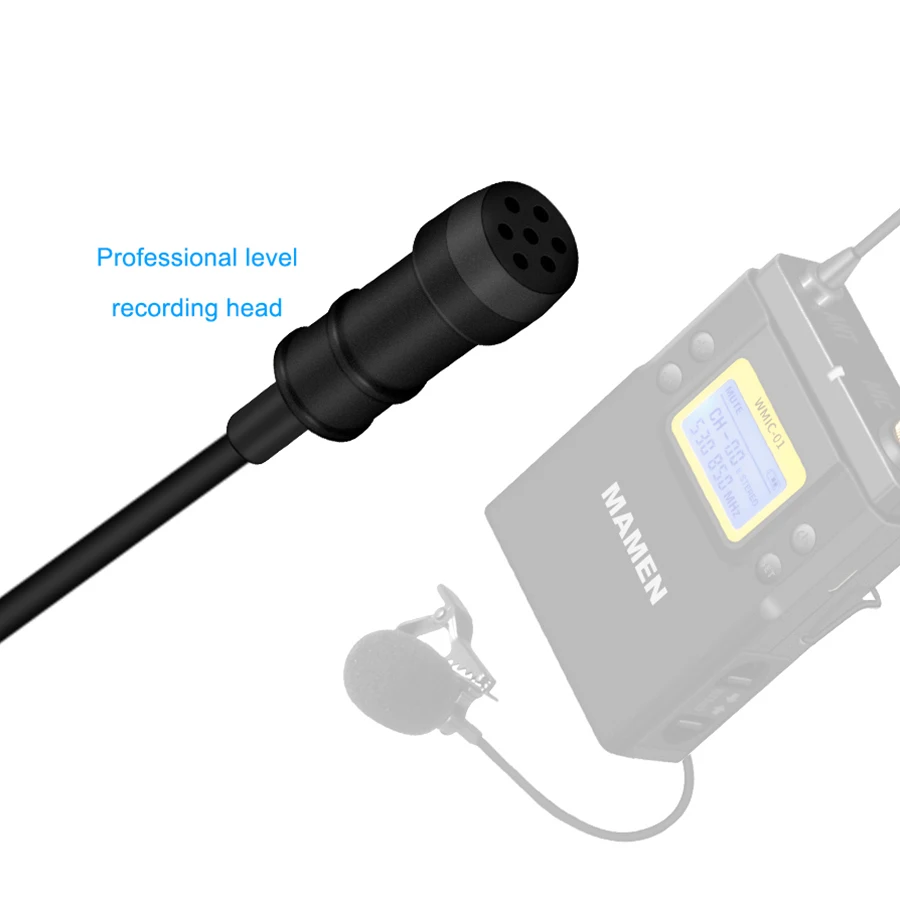 MAMEN Professiona UHF Wireless Lavalier Microphone with 50 Selectable Channels 60m Range Pickup For DSLR Cameras  Interview Vlog enlarge