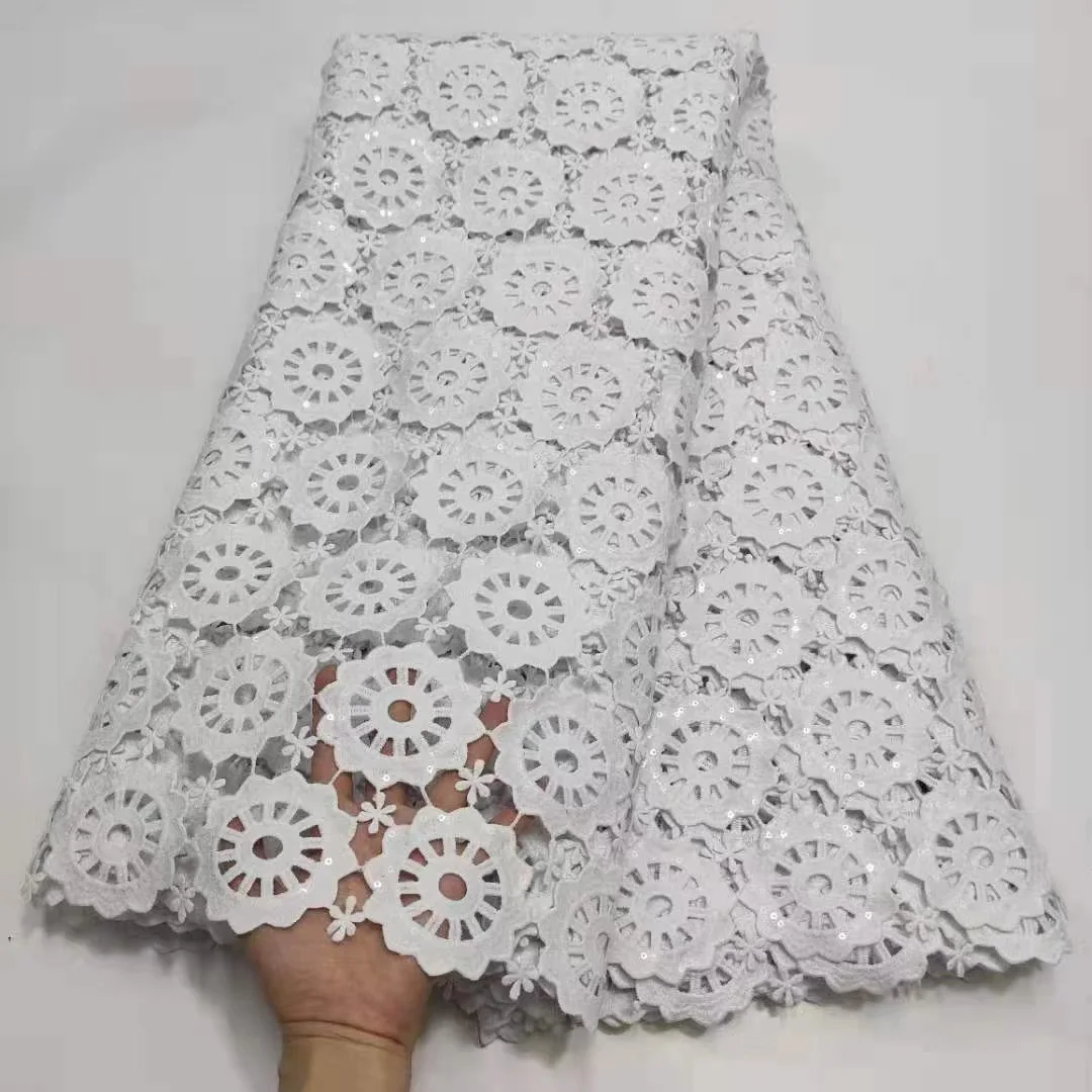 

Нигерийская гипюровая кружевная ткань, шнур высокого качества, африканская швейцарская вуаль, кружево, блестки, вышивка, французская круже...