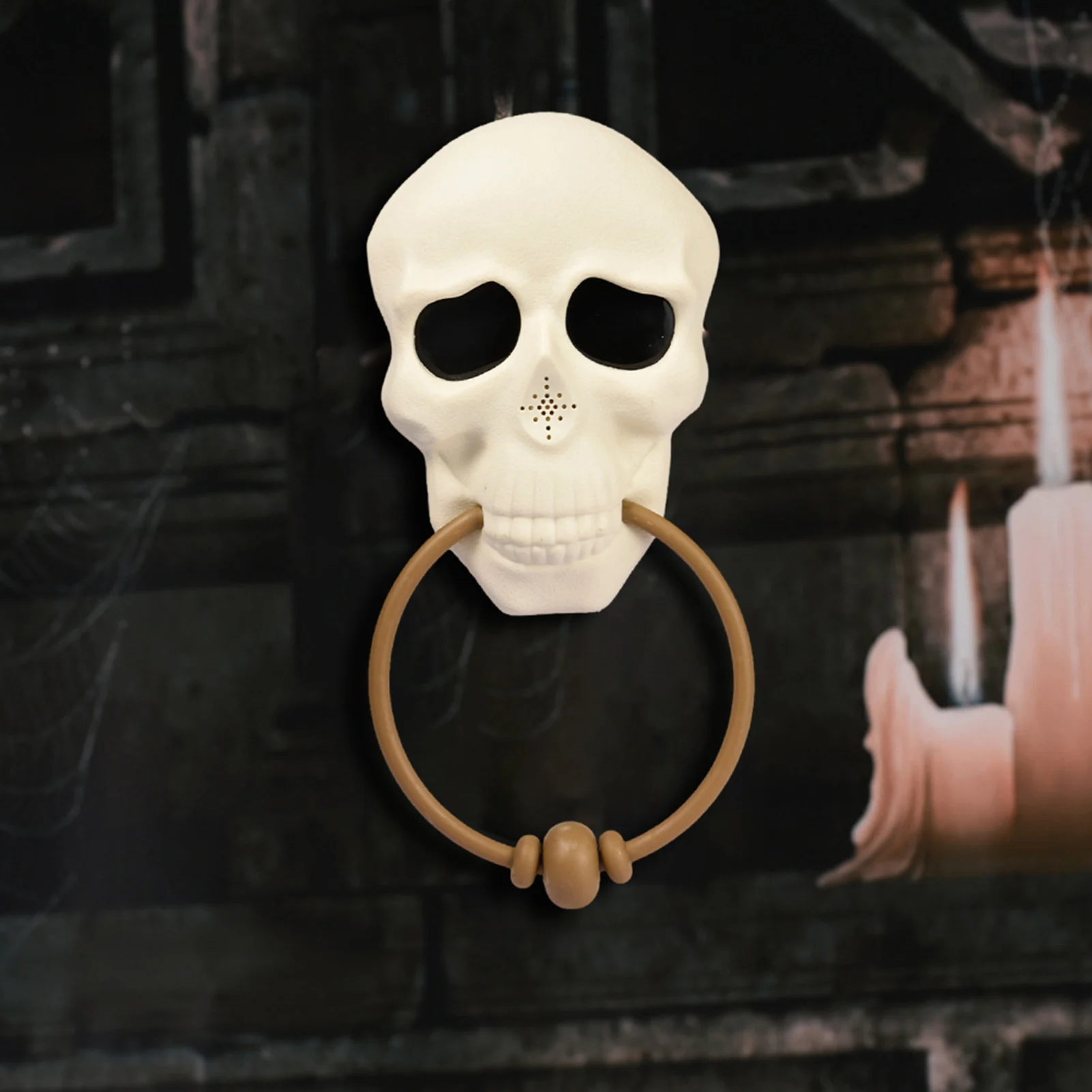 

Halloween Horrifying Tricky Skull Doorbell Touch Sounds LED Light Control Halloween Bar Home Decorations Accessories practical