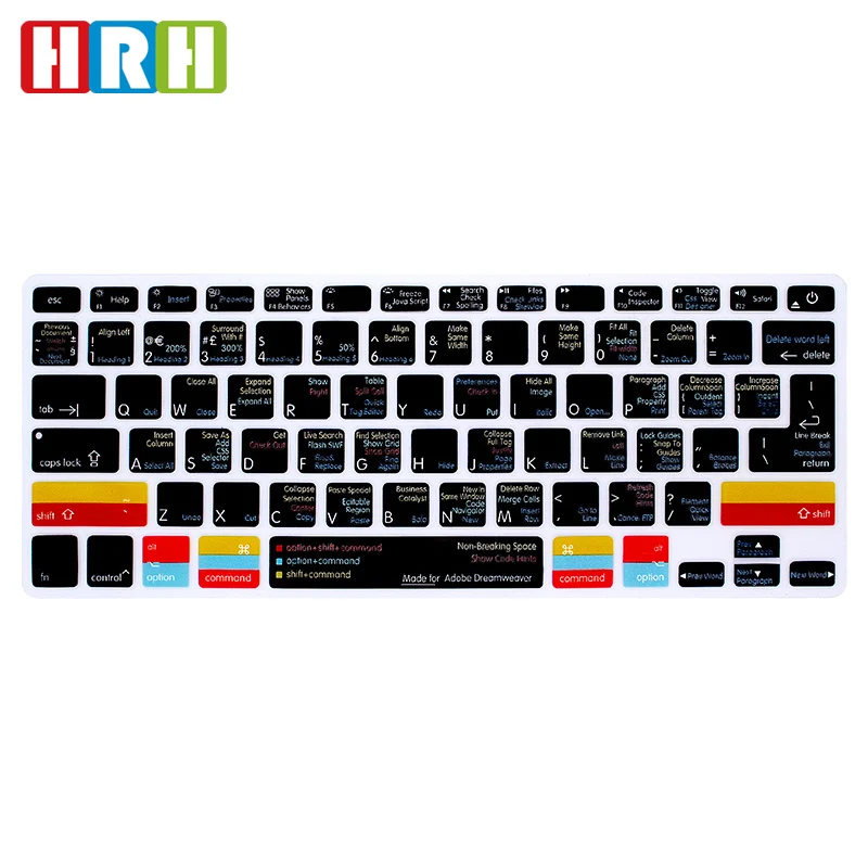 Силиконовый чехол для клавиатуры HRH Dreamweaver Hotkey функциональная защита Mac Air Pro Retina 13