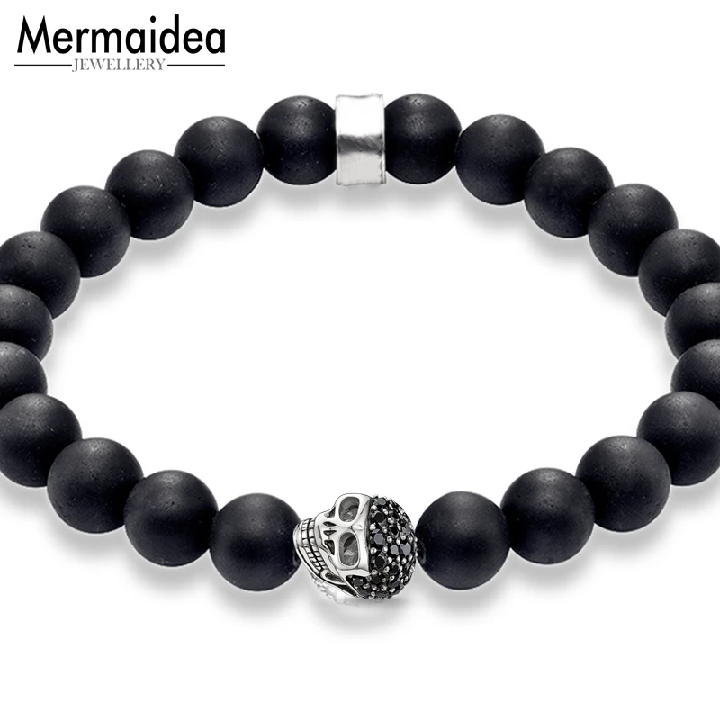 Череп маленький 10 мм черный обсидиан бисер браслет сделай сам Хорошая Карма