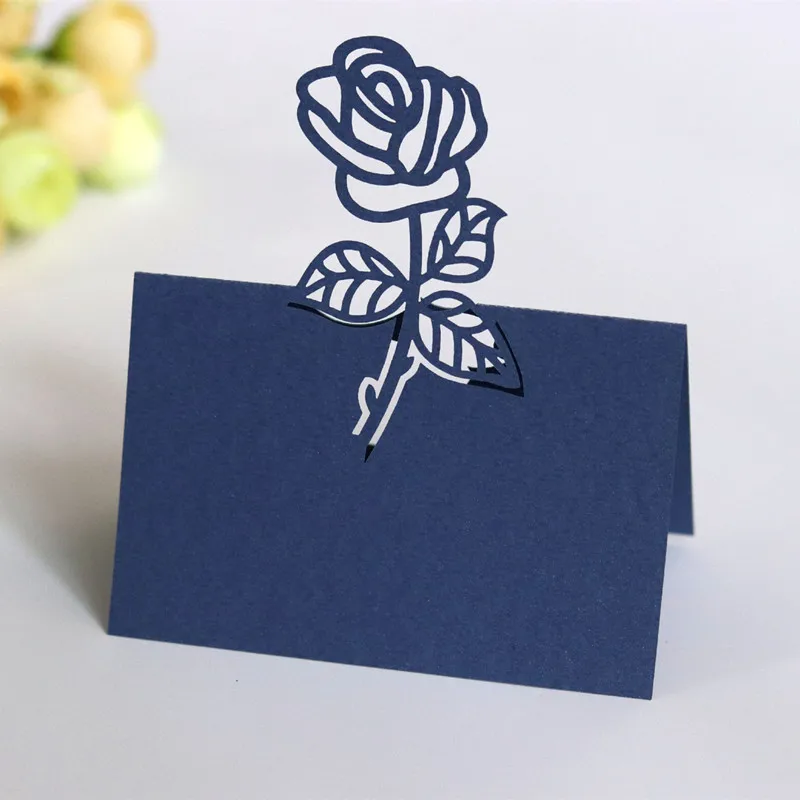 

NEW 100pcs Three-dimensional Rose Seat Card Hollow Card Creative Table Card Pink Pearl Paper Cup Card Wedding Decoration 6ZDZ830