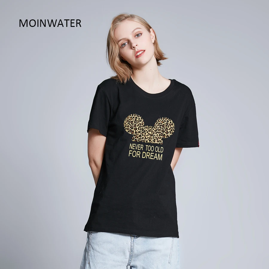 MOINWATER новые женские повседневные футболки с леопардовым принтом Модные белые из