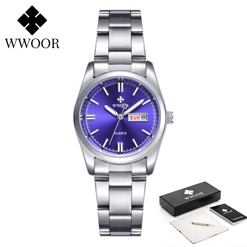 

WWOOR Top Brand Fashion Simple Casual Woman Watch New Design Silver White Stainless Steel Ladies Watches ​Drop Ship Montre Femme