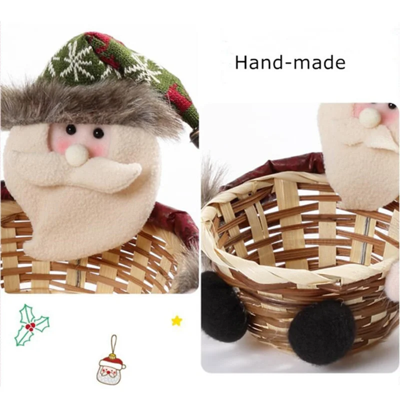 Горячая Рождественская плетеная корзина для хранения конфет Рождественское