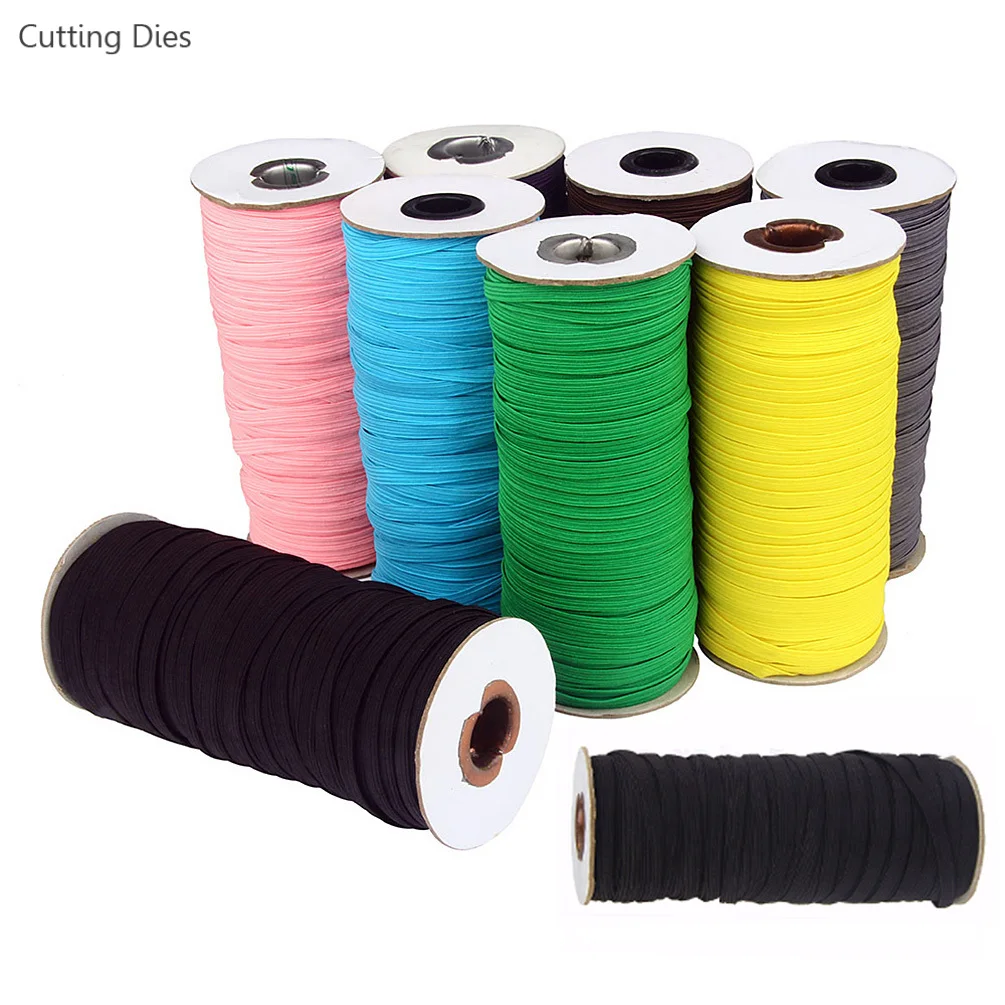 

100Yards/lot 6mm Colorful Flat Round Elastic Bands Polyester Rope Rubber Band For Garment Diy Sewing Accessories