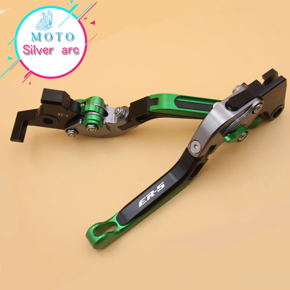 

8 Colors With Logo(ER-5) Orange&Titanium CNC Folding&Extending Motorcycle Brake Clutch Lever For Kawasaki ER-5 ER5 2004-2005