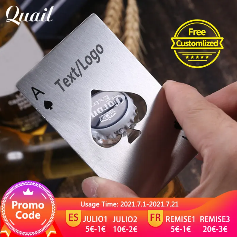 10 шт. персонализированные Нержавеющая сталь карта открывашка