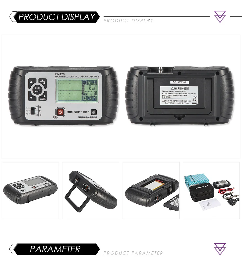 EM125 All Sun 2 в 1 мультиметр осциллограф 25 МГц Многофункциональный ручной Scopemeter Вольтметр Омметр емкость