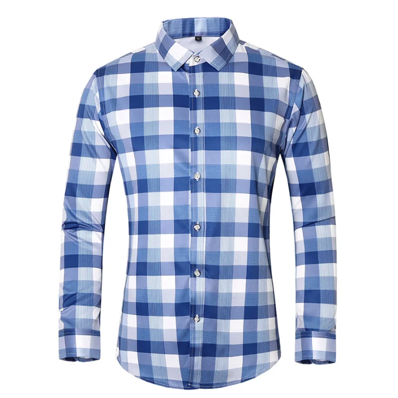 

Мужская рубашка с длинным рукавом, в полоску, 45-120 кг