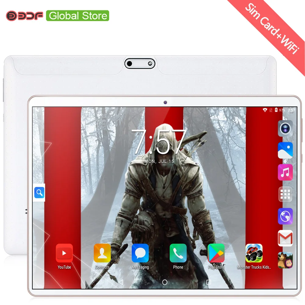 10 дюймовый планшетный ПК с четырехъядерным процессором Android 7 0 Wi Fi GPS Bluetooth 3G 2G Google