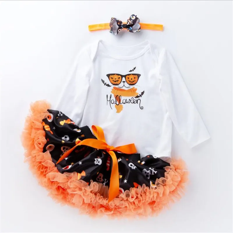 Костюм на Хэллоуин для девочек комбинезон с длинным рукавом и мультяшным черепом