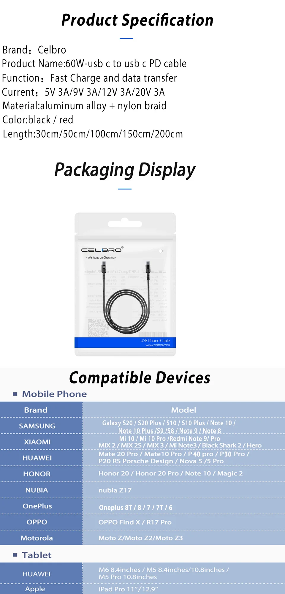 60 Вт 3A Кабель с разъемом Usb Type-C кабель Usbc PD зарядный для передачи данных Samsung S20