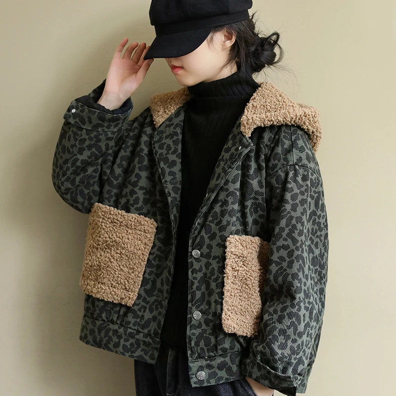 Max LuLu, корейская мода, зимние джинсовые куртки, женская одежда в стиле панк, женские леопардовые стеганые пальто с капюшоном, утепленные меховые парки