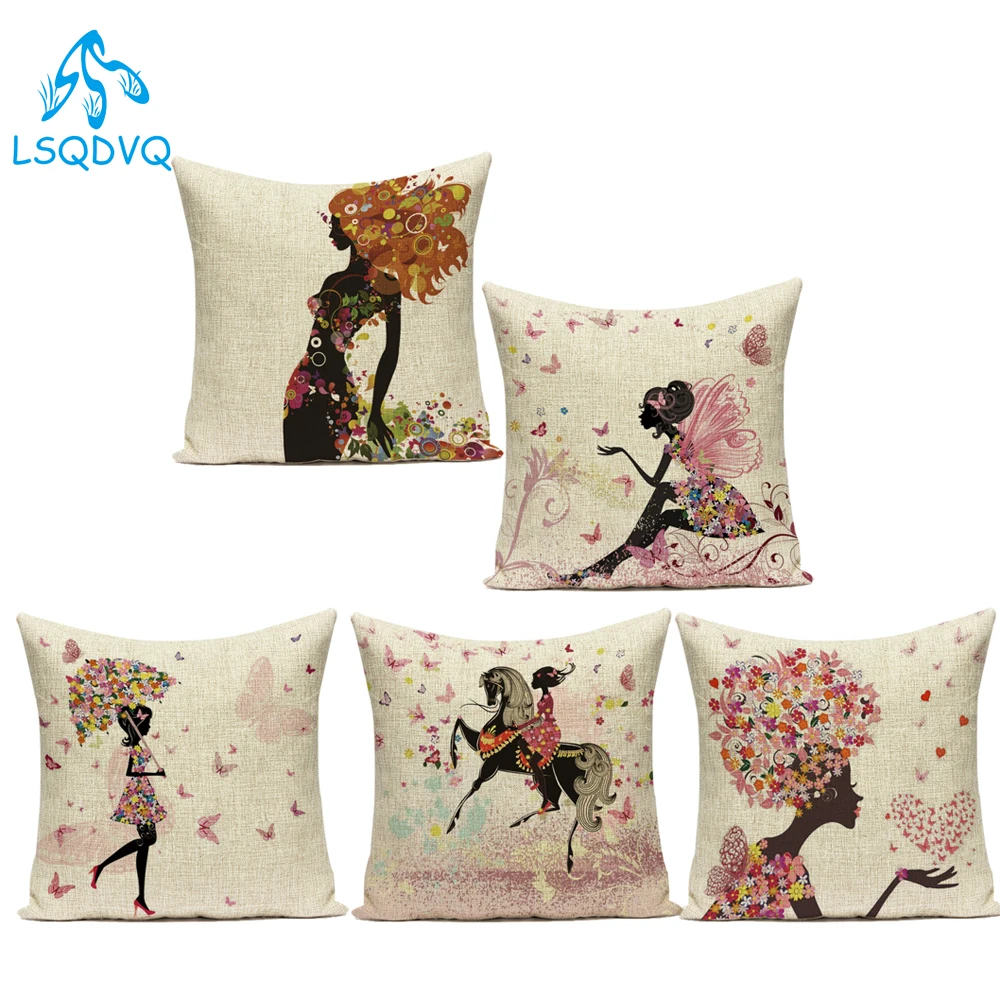 

Декоративный чехол для диванных подушек, чехол из полиэстера с красивыми цветами для девушек, украшение для гостиной, чехол для подушки