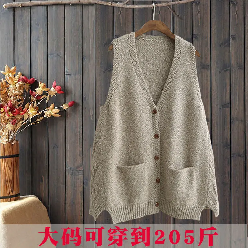 

Ladies wool vest sweater long pullover 2021 spring new style ladies Korean sleeveless cardigan button long sweater coat clothing