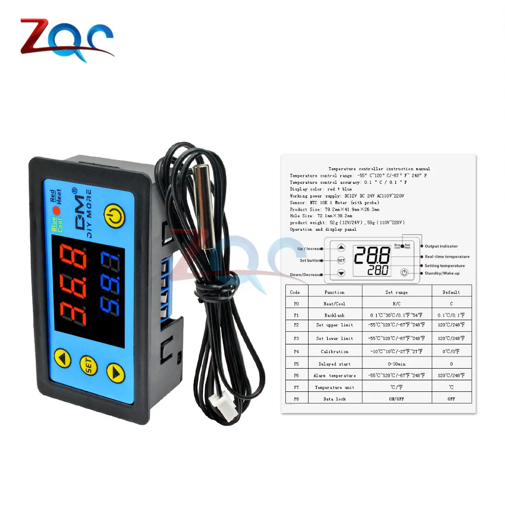 Цифровой термометр для контроля температуры 110-220 в перем. Тока 12 В 24 светодиодный