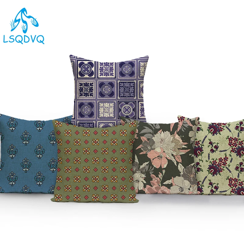 

Декоративные диванные подушки Чехол с цветочным принтом в богемном стиле Мандала с геометрическим рисунком с цветочным узором в стиле ретр...