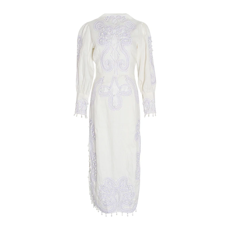 VGH платья с принтом для женщин стоячий воротник рукава фонарики высокая талия