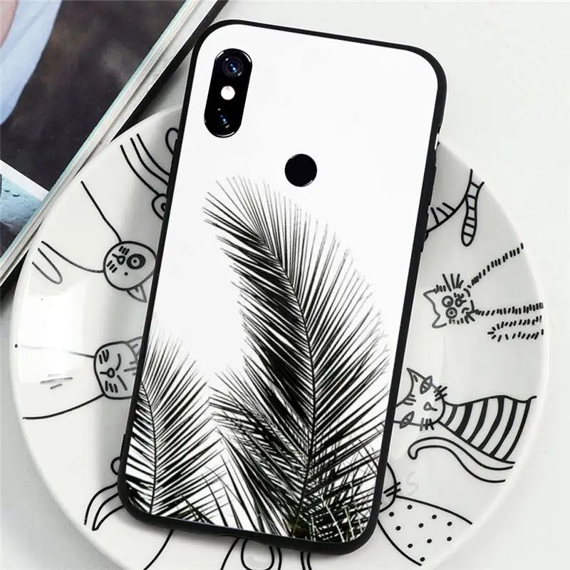 

Phone Case For Xiaomi Redmi Note 4 4x 5 6 7 8 pro S2 PLUS 6A PRO Black white palm leaves palm trees
