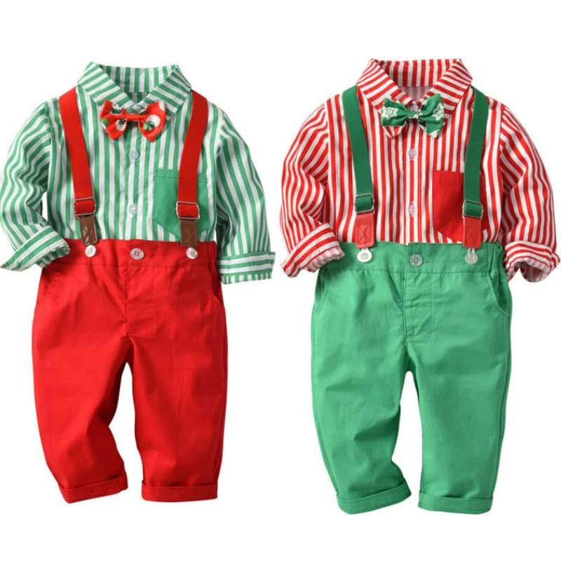 Коллекция 2019 года детская одежда новая рубашка в красно-зеленую полоску с