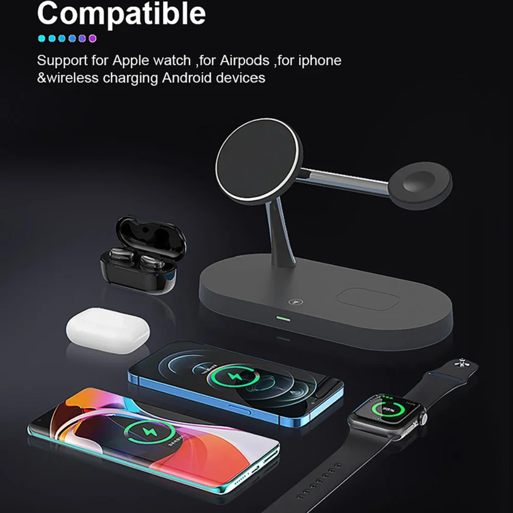 Магнитная Беспроводная зарядная станция 3 в 1 15 Вт для Magsafe IPhone 12 Pro Max Airpods Apple Watch 6 5 4