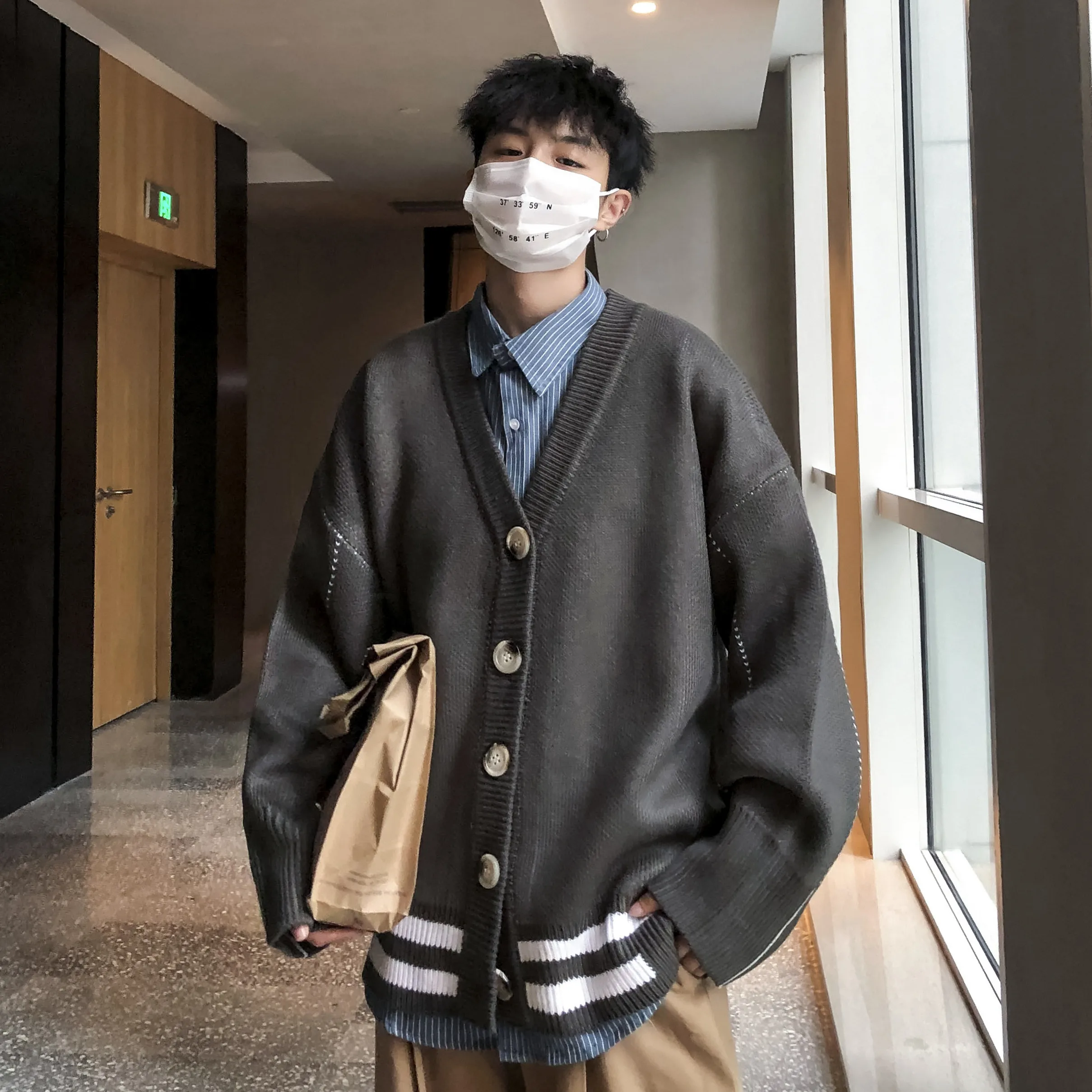 

2019 Winter New Korean Version Of European And American Style Loose Casual Printing Harajuku Sweater Coat