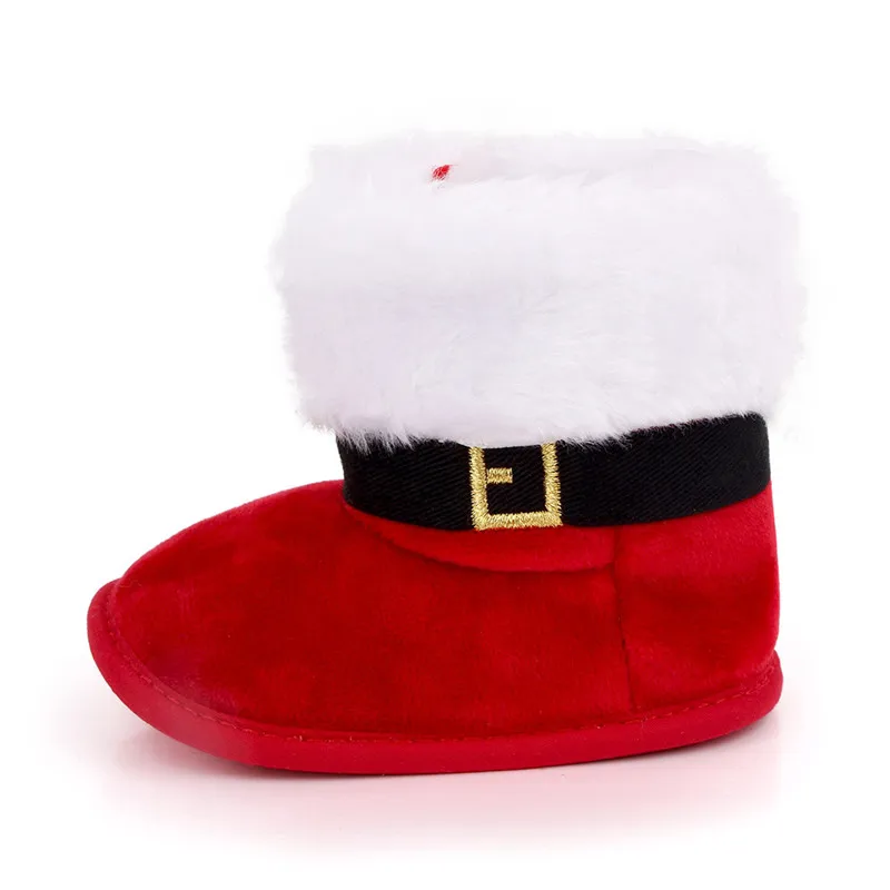 2020 зимняя Рождественская теплая обувь с Санта Клаусом для первых шагов Детская