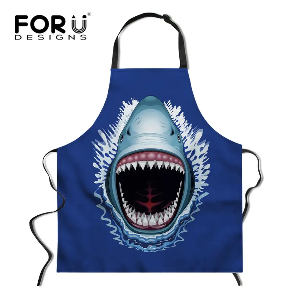L4260R FORUDESIGNS Shark печать Регулируемый поварский фартук маслостойкий ужин вечерние выпечки Delantal для леди маникюр фартуки - Цвет: L4260R
