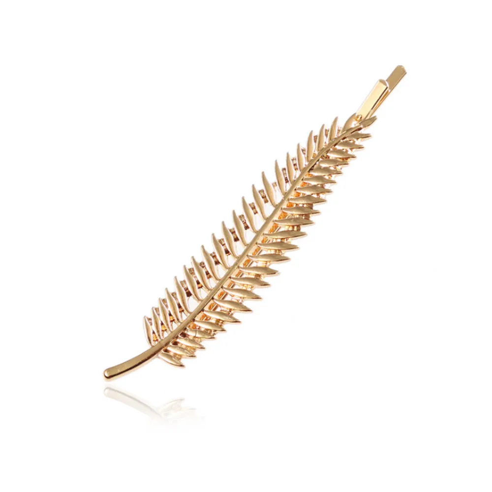 Модная женская заколка для волос с листьями из сплава металлические заколки