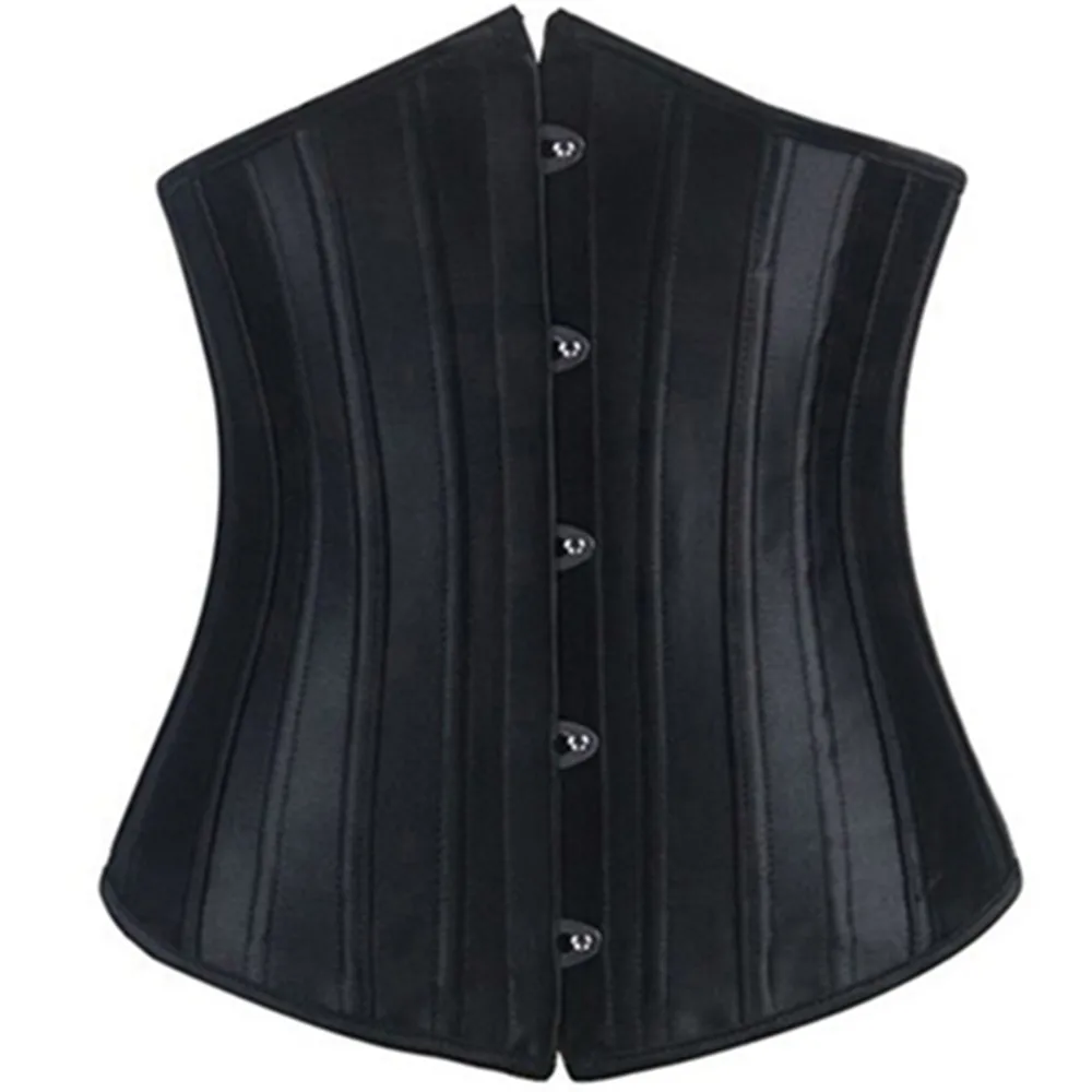 

Women Steel Boned Corset Corselet Dobby Waist Cincher Corsets And Bustiers Black Underbust Shaper espartilho J