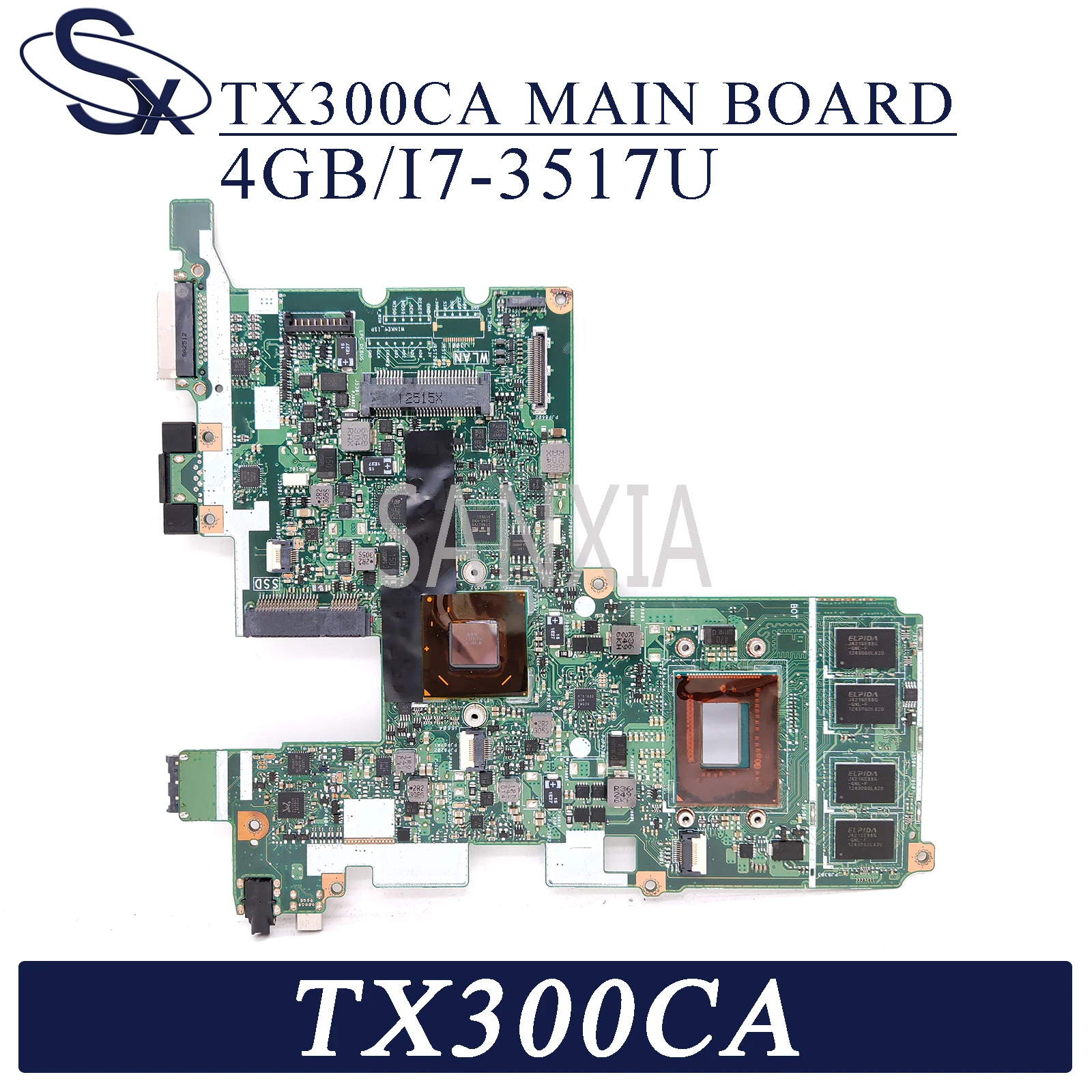 

KEFU TX300CA Laptop motherboard for ASUS TransBook TX300CA TX300C original mainboard 4GB-RAM I3-3517U CPU