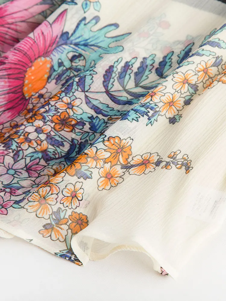 

Harajuku Summer Real Silk Female T-shirt Women Clothing 2020 Vintage Korean Floral White Crop Top Elegant T Shirts C0026