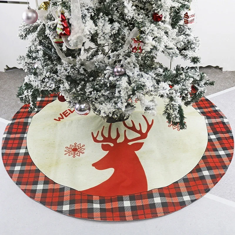 

Christmas Tree Skirt Xmas Tree Apron with Elk Pattern Shopping Mall Hotel Home Decoration B99