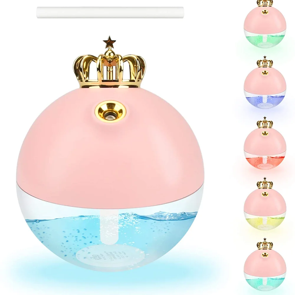 

Portable Humidifier 320ml Crown humidifier Mist USB Desktop Personal Air Mist Quiet Humidifier with Night Light 2 Spray Modes