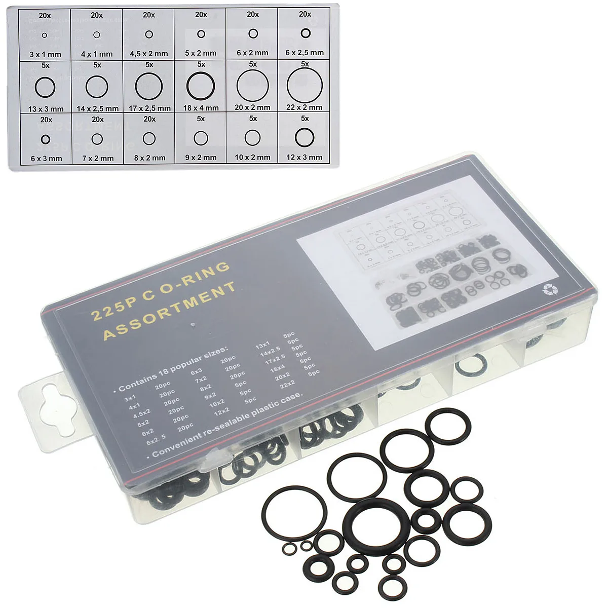 225 шт. резиновые уплотнительные кольца шайба водонепроницаемые разных размеров с