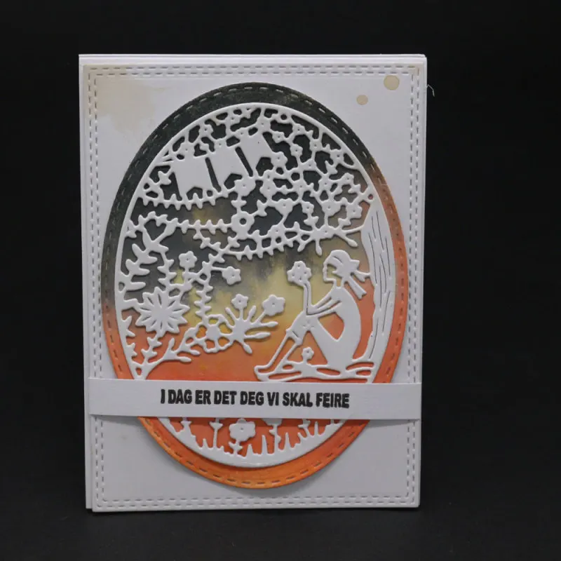 Металлический трафарет с овальной рамкой для девичьих цветов листьев украшение